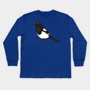 Magpie pen drawing Kids Long Sleeve T-Shirt